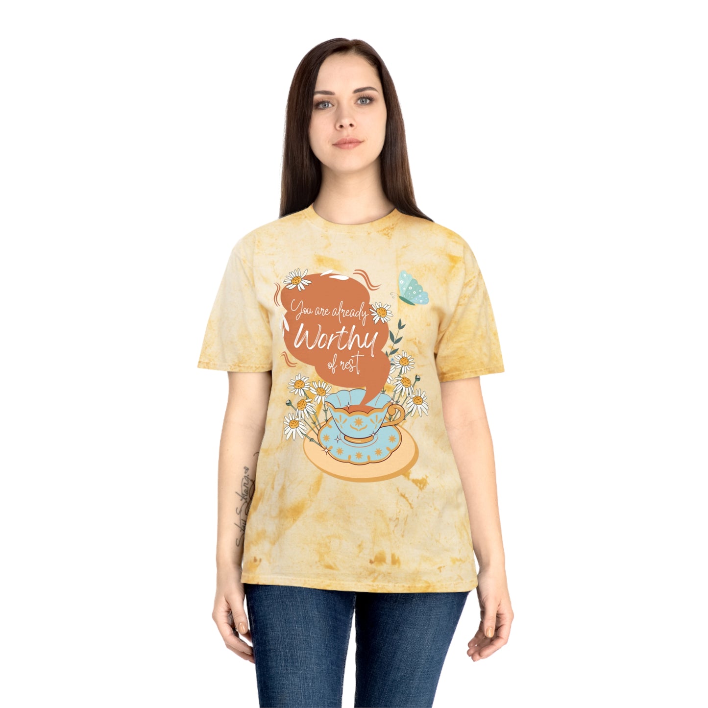 You are Already Worthy of Rest TEA-Shirt, Color Blast Citrine T-shirt